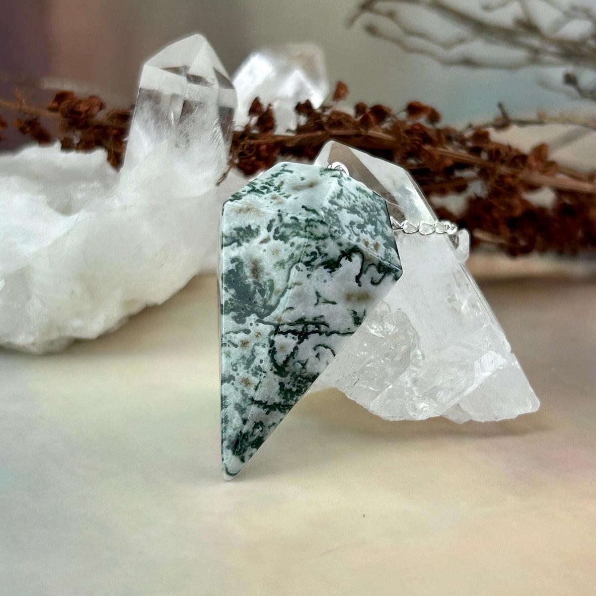 Green And White Crystal Pendulum