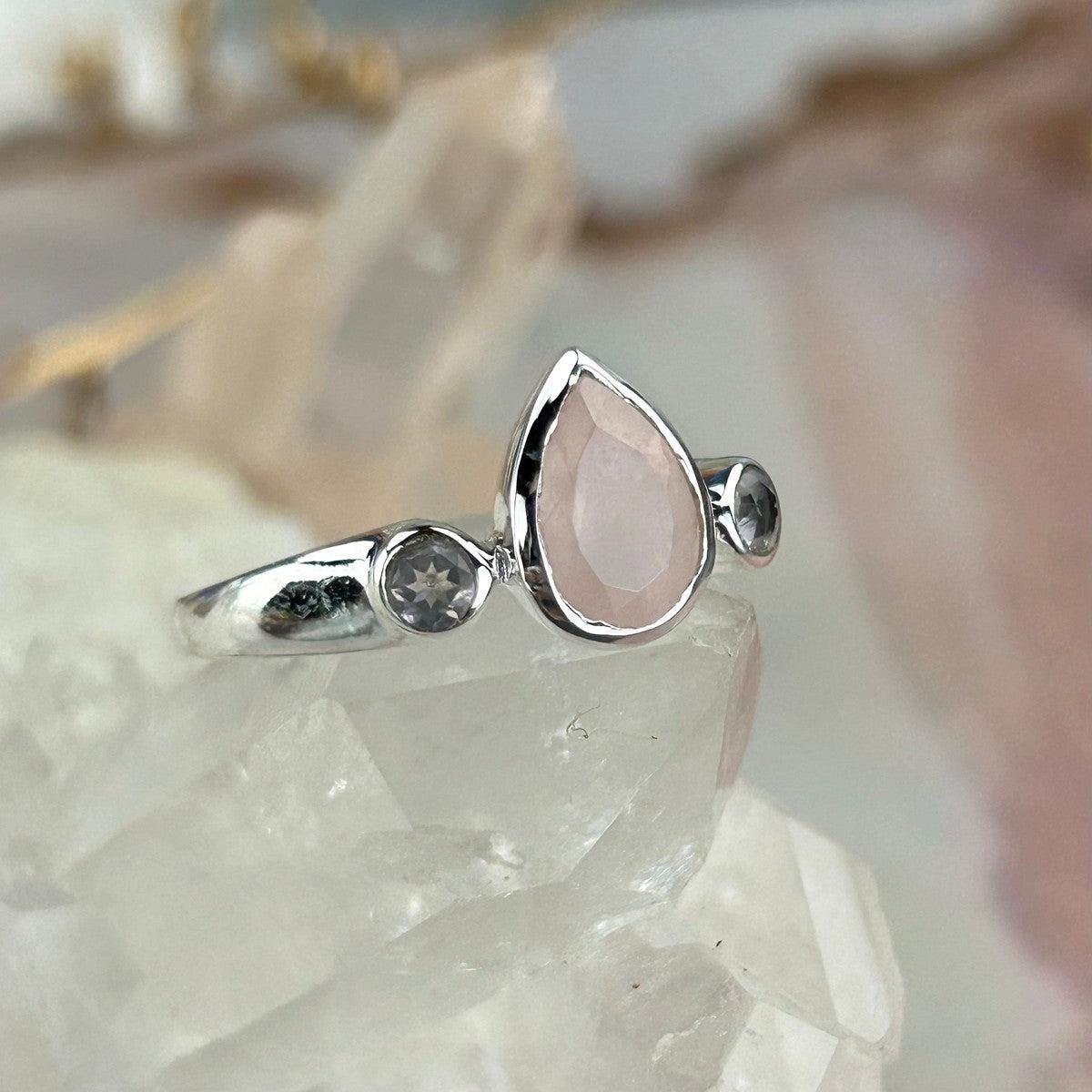Rose Quartz Ring For Large Fingers