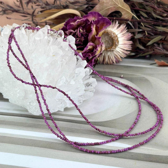 Phosphosiderite Faceted 1-1.5mm Bead Necklace