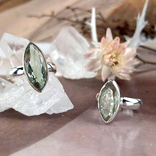 Green Amethyst Marquise Cut Rings