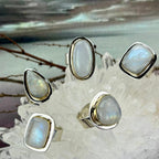 Rainbow Moonstone Silver Ring