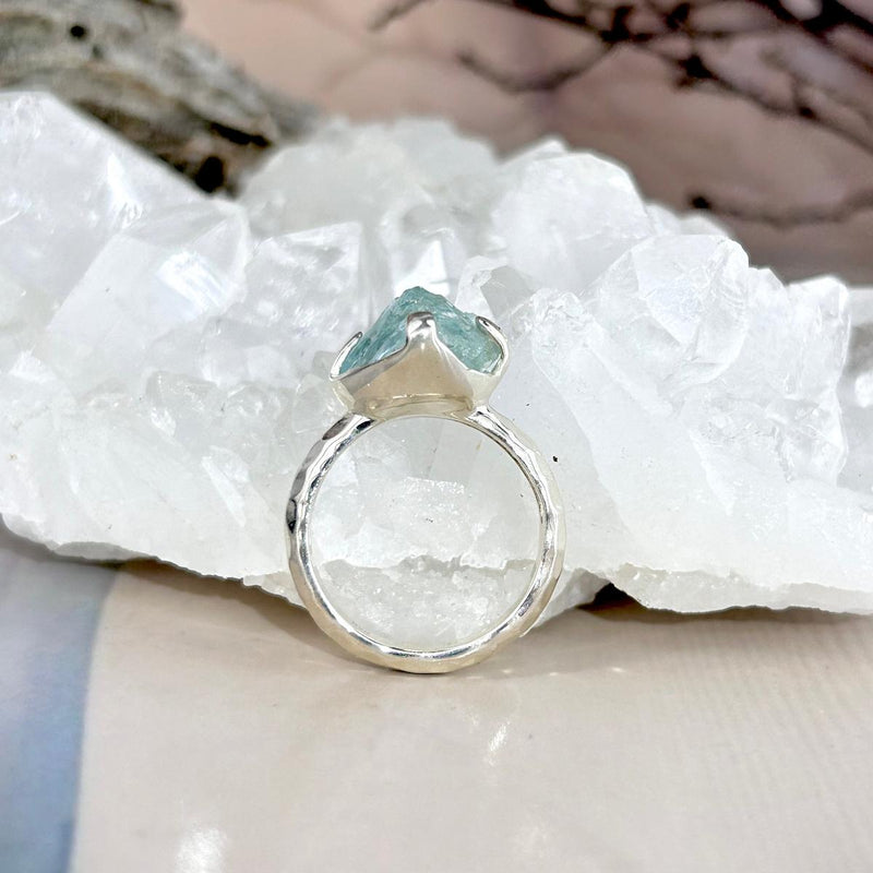 Green Aquamarine Stone Ring