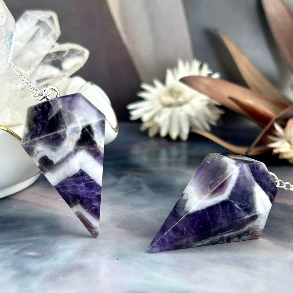 Chevron Amethyst Crystal Pendulum