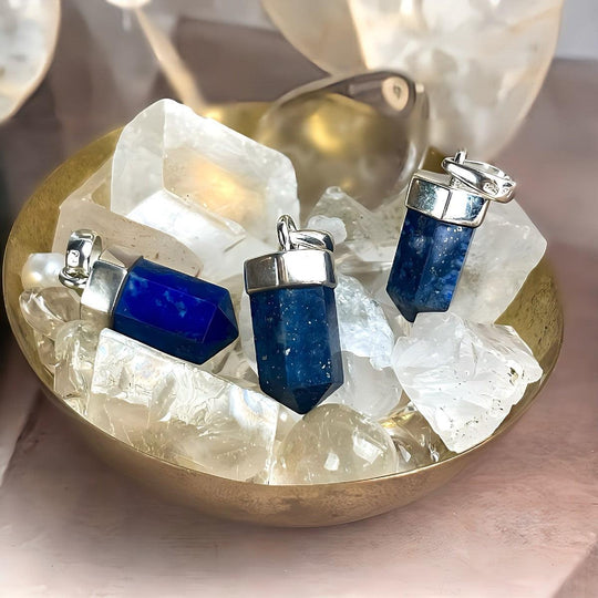 Lapis Lazuli Crystal Point Pendants