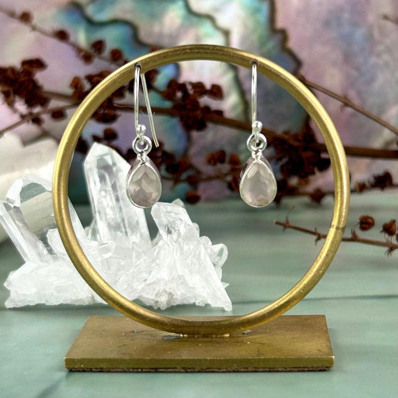 Rose Quartz Teardrop Cut Earrings