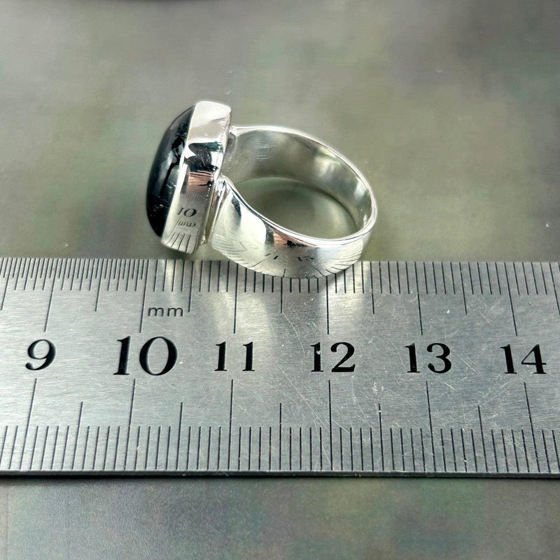 Black Tourmaline Polished Square Ring
