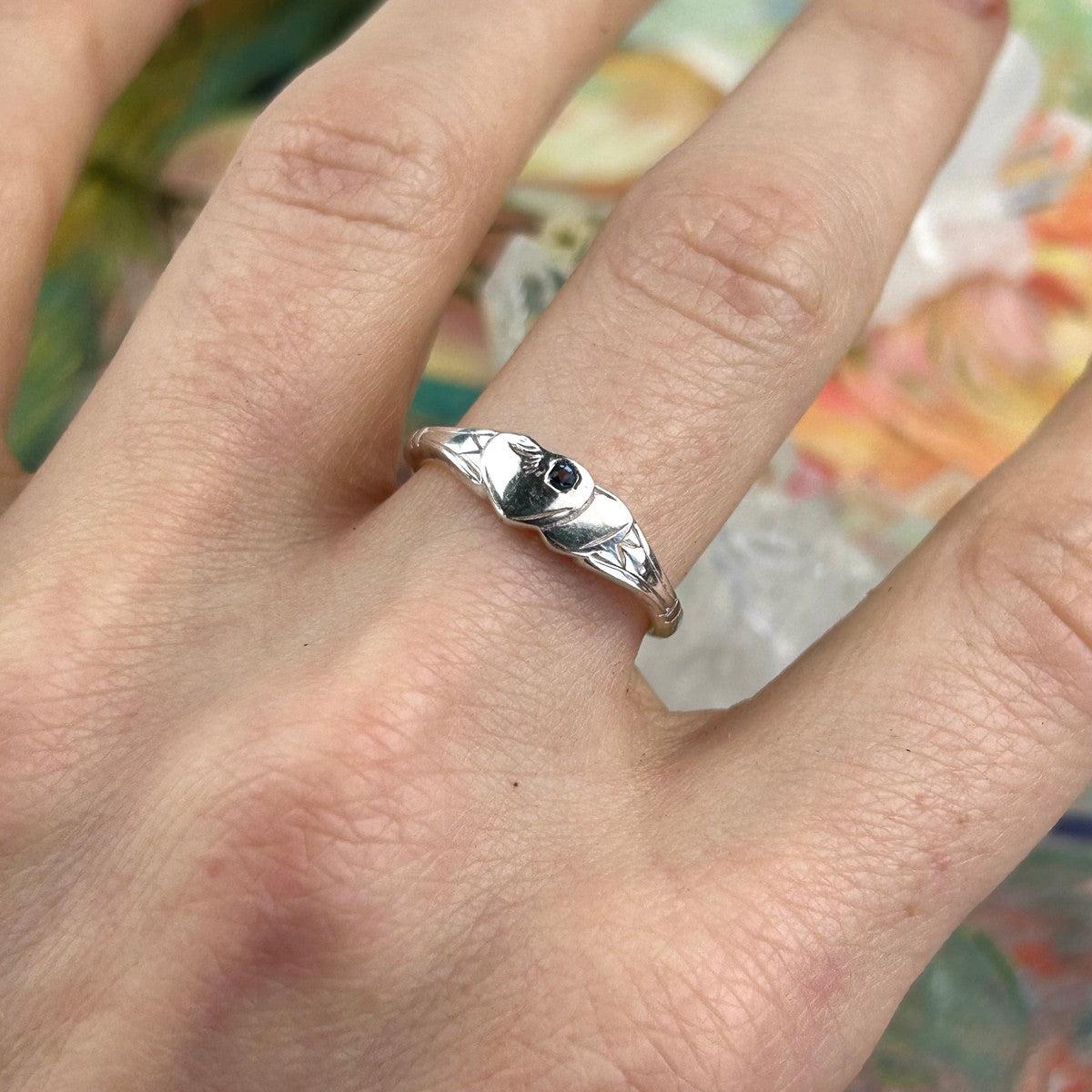 Sapphire Heart Initial Ring