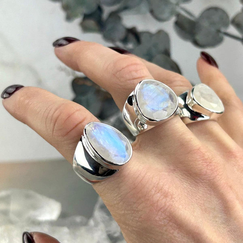 Rainbow Moonstone Sterling Silver Ring