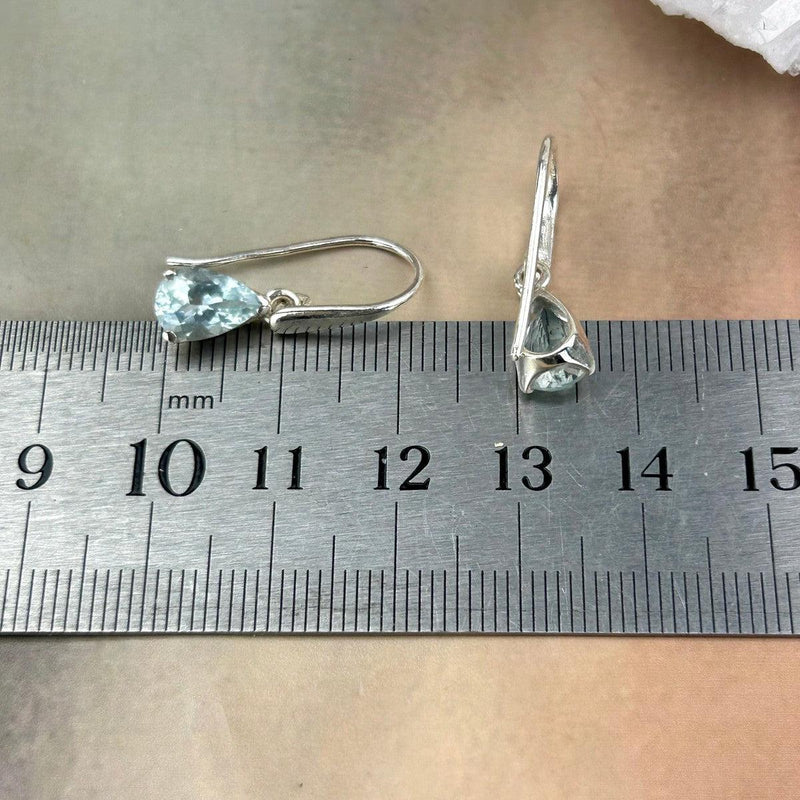 Aquamarine Teardrop Cut Drop Earrings