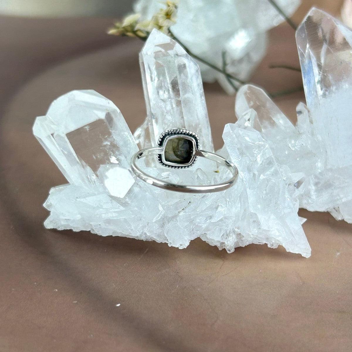 Labradorite Fine Band Ring
