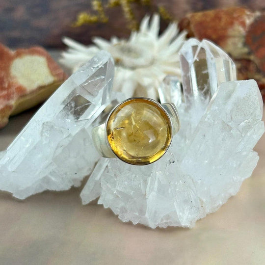 Citrine Natural Round Dome Ring