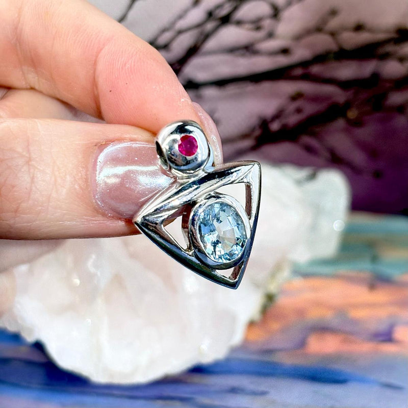 Ruby And Aquamarine Gemstone Pendant