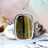 Golden-Blue Tiger’s Eye Rectangle Large Pendant