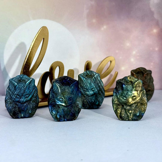 Labradorite Hand Carved Fox Figures/Pendants