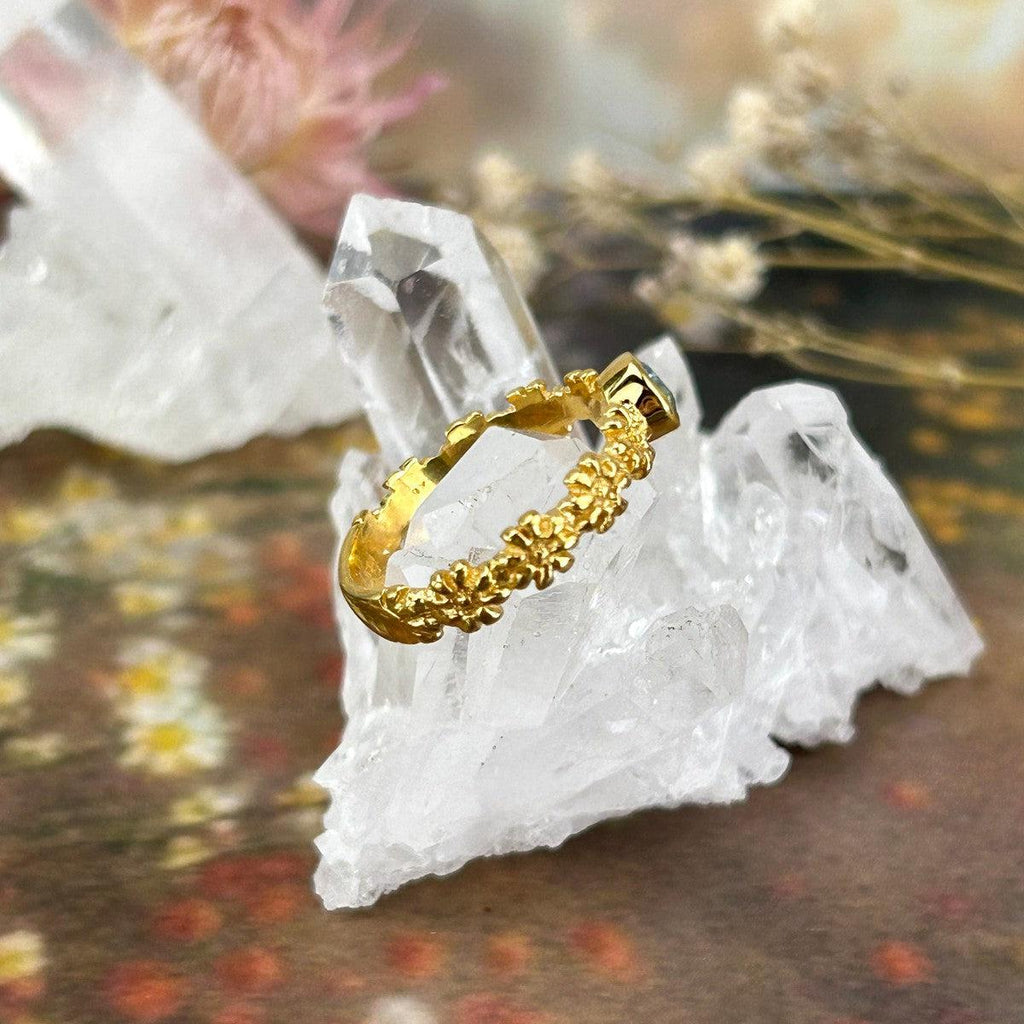 Blue Topaz Flower Ring