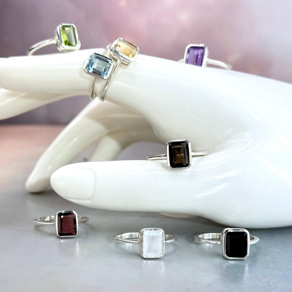 Assorted Gemstone Emerald Cut Ring