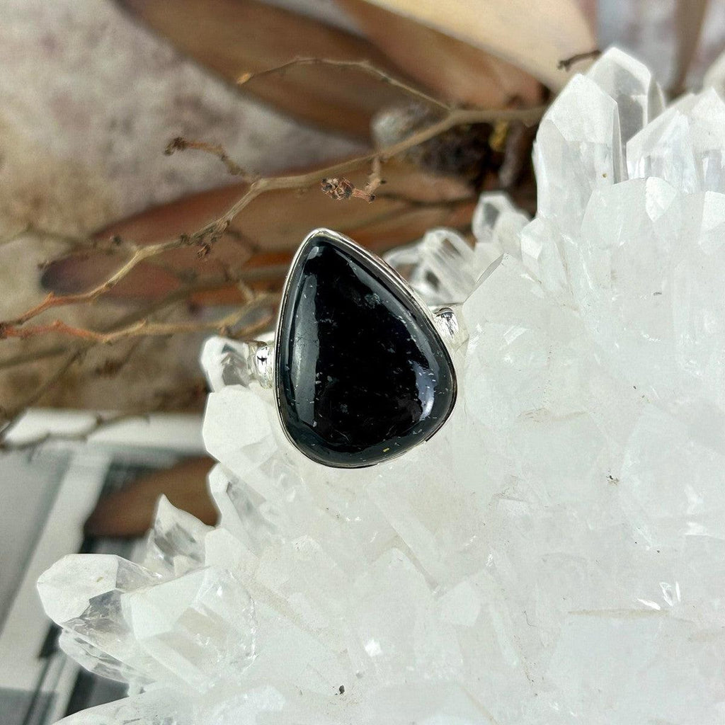 Pear Shape Black Tourmaline Ring