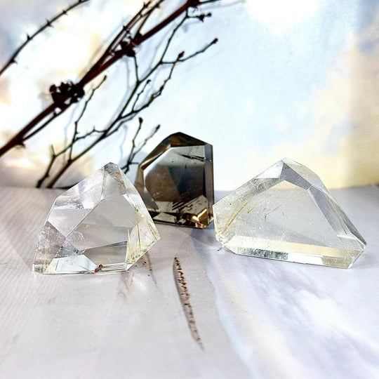 Assorted Faceted Rutilated Quartz Crystals