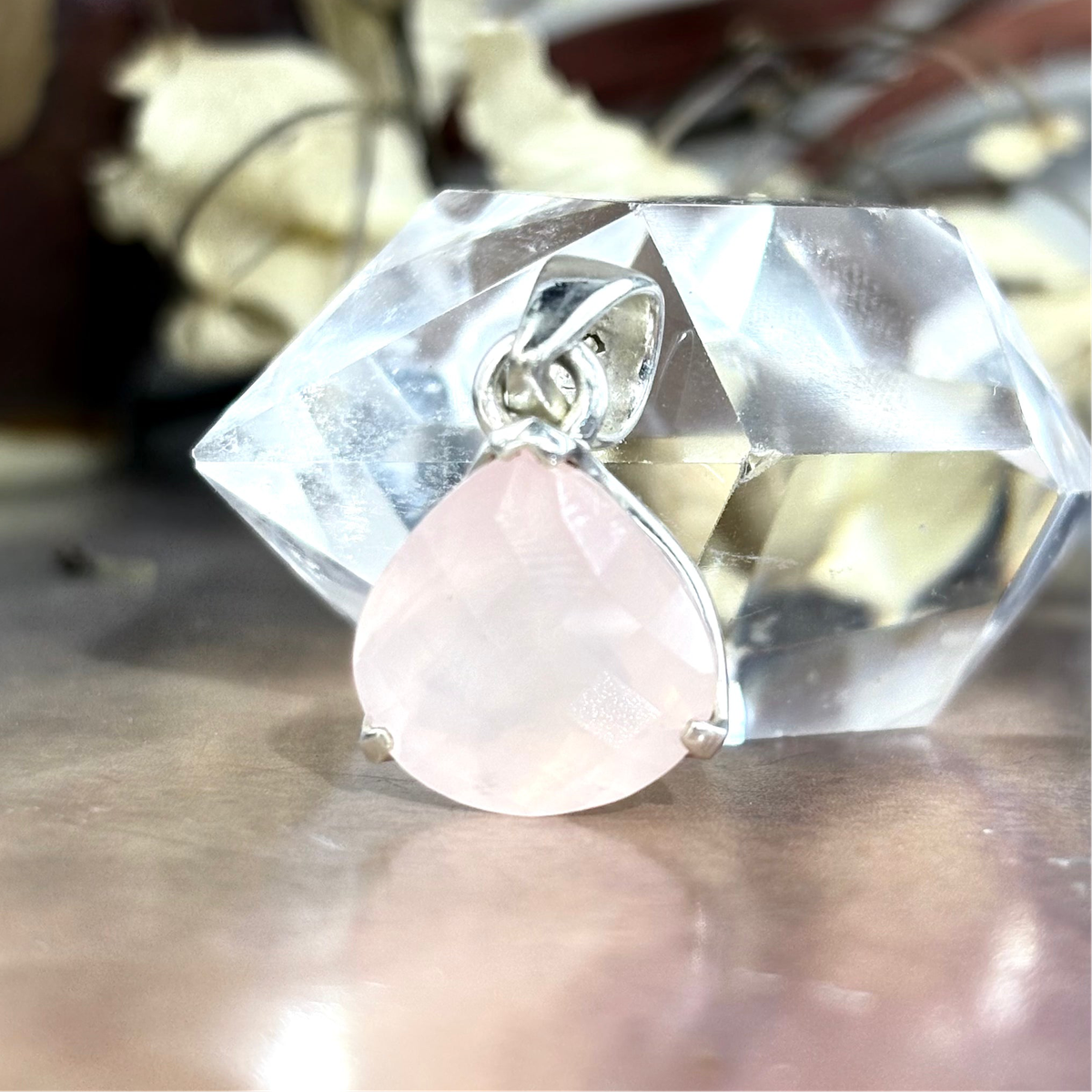 Frosted Pink Stone Pendant