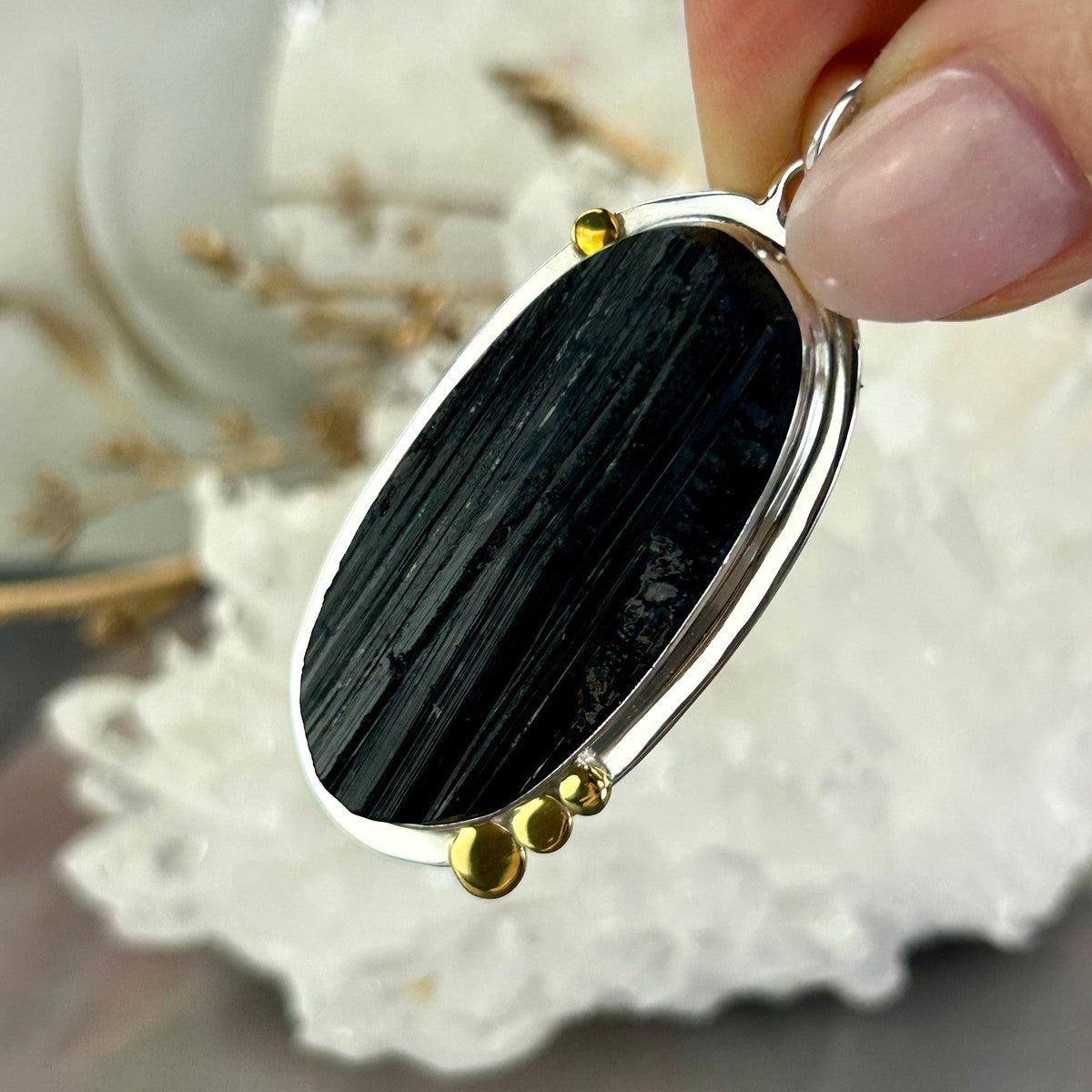 Black Tourmaline Raw Assorted Shape Pendants