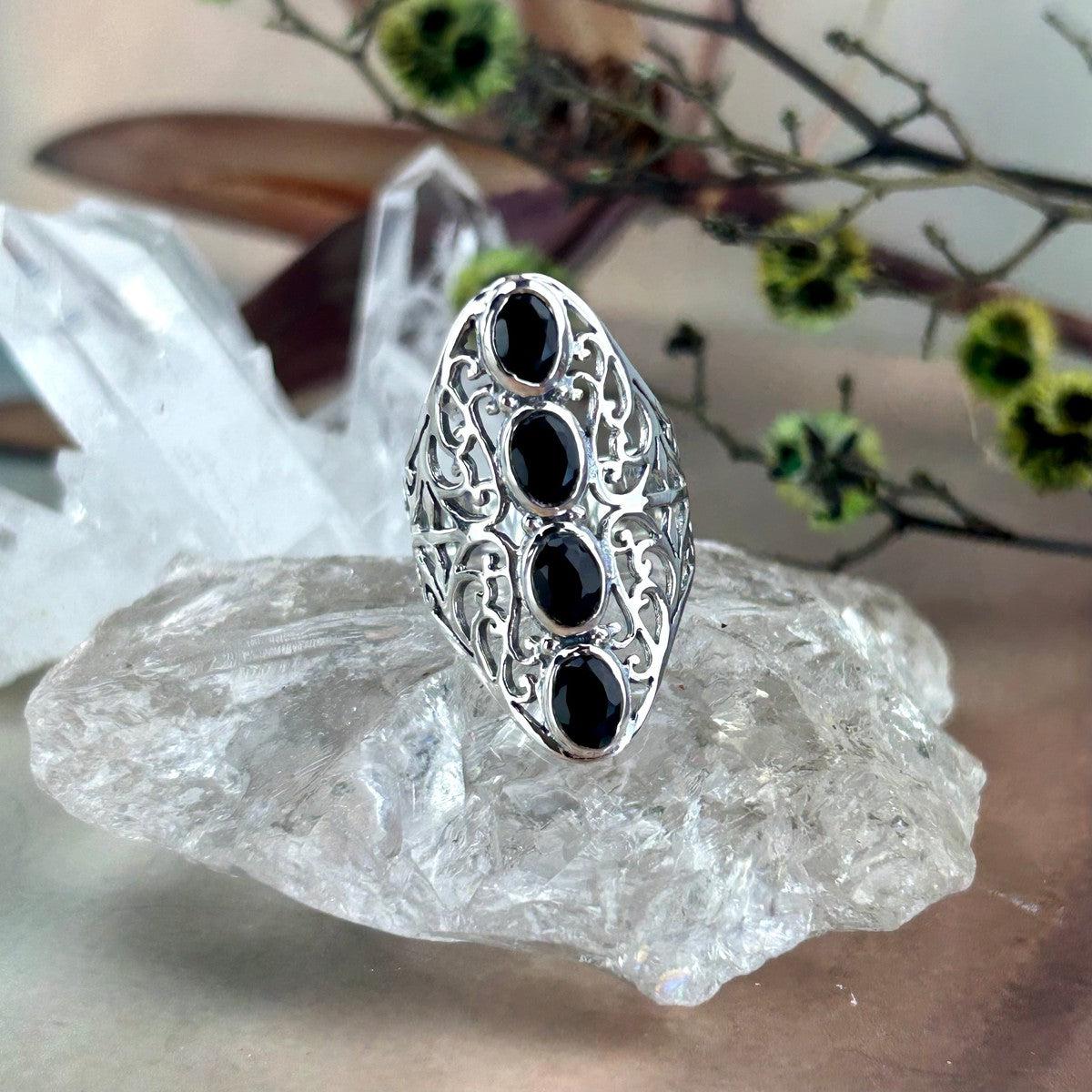 Black Onyx Ornate Ring