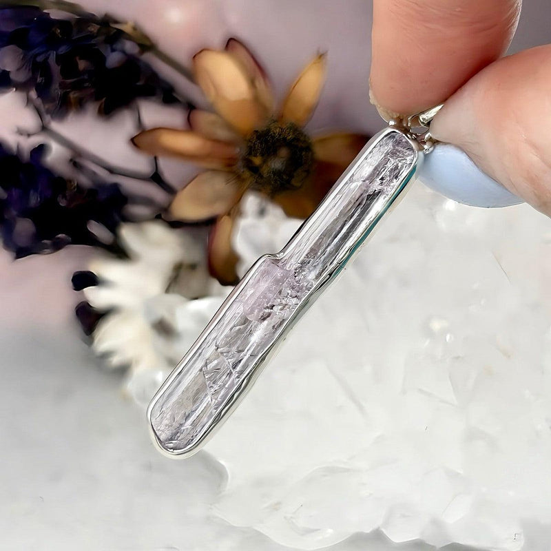 Kunzite Raw Crystal Bar Pendant