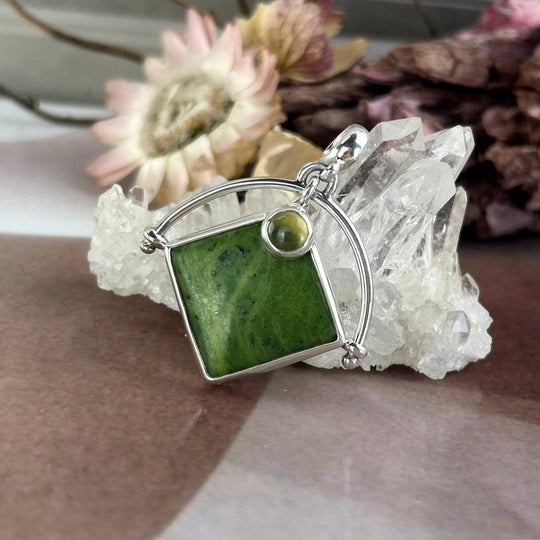 Australian Jade & Prehnite Contemporary Pendant