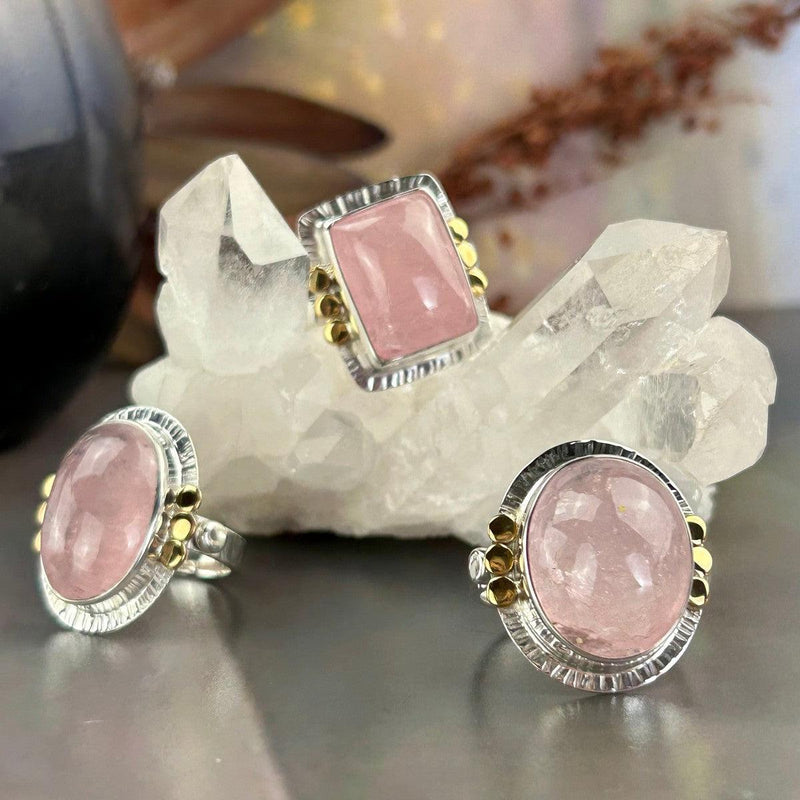 Pink Crystal Sterling Silver Ring