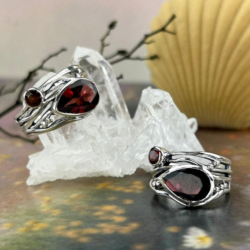 Garnet Sterling Silver Ring