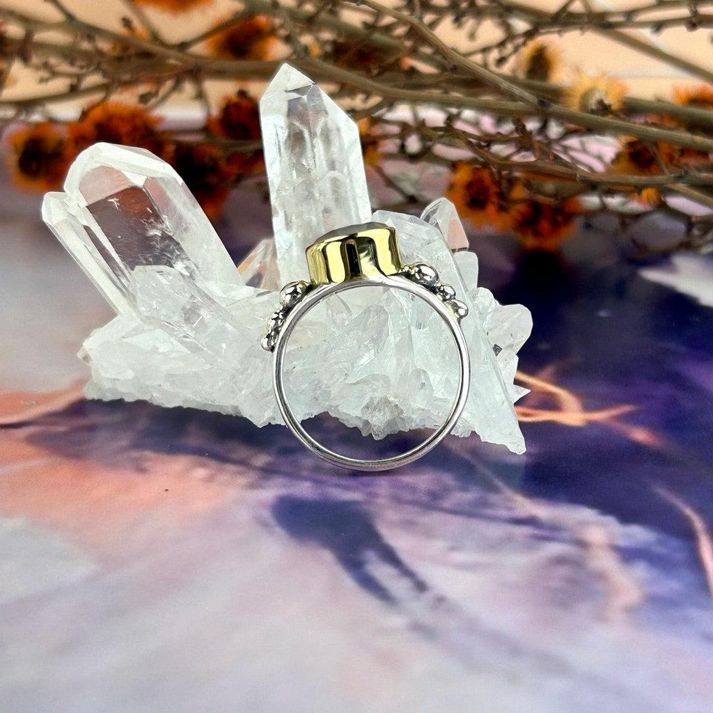 Round Rose Quartz Crystal Ring