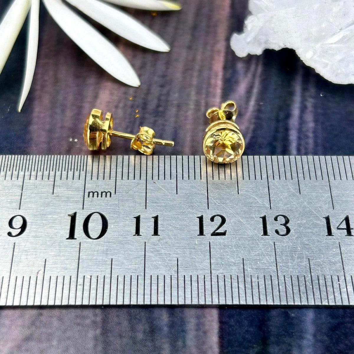 Round Citrine Stud Earrings