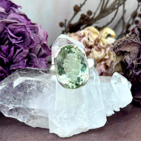 Green Amethyst Oval Cut Ring