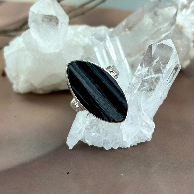 Black Tourmaline Marquise Ring