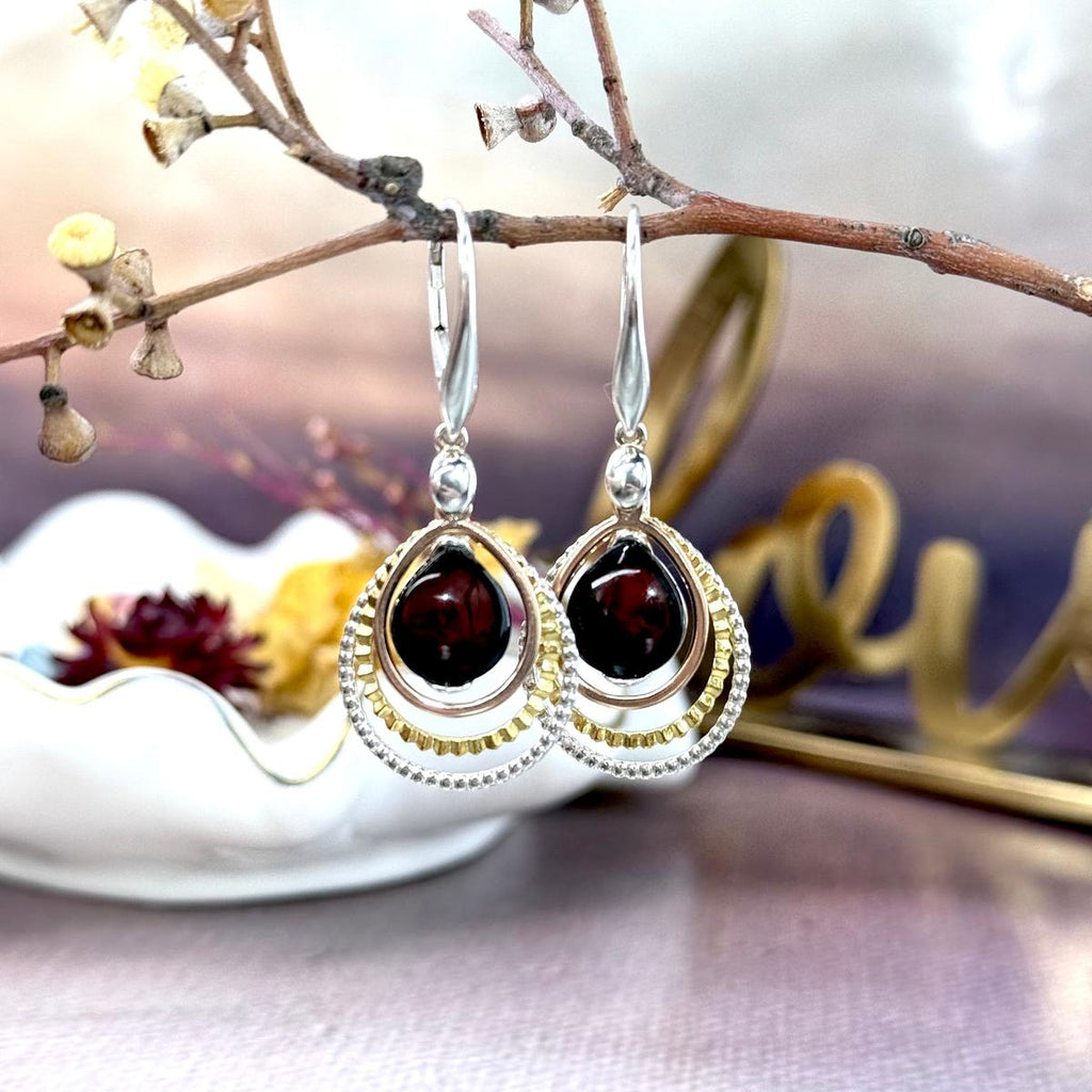 Amber Mixed Metal Earrings