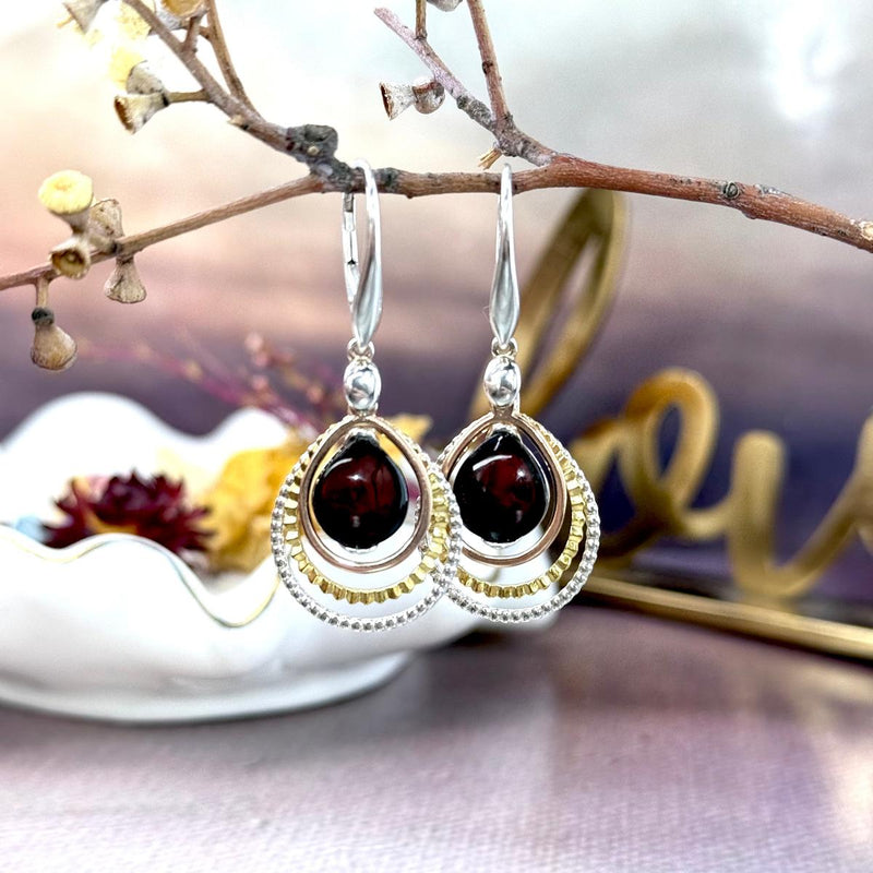 Amber Mixed Metal Earrings