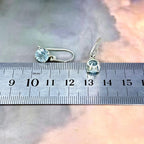 Round Aquamarine Drop Earrings