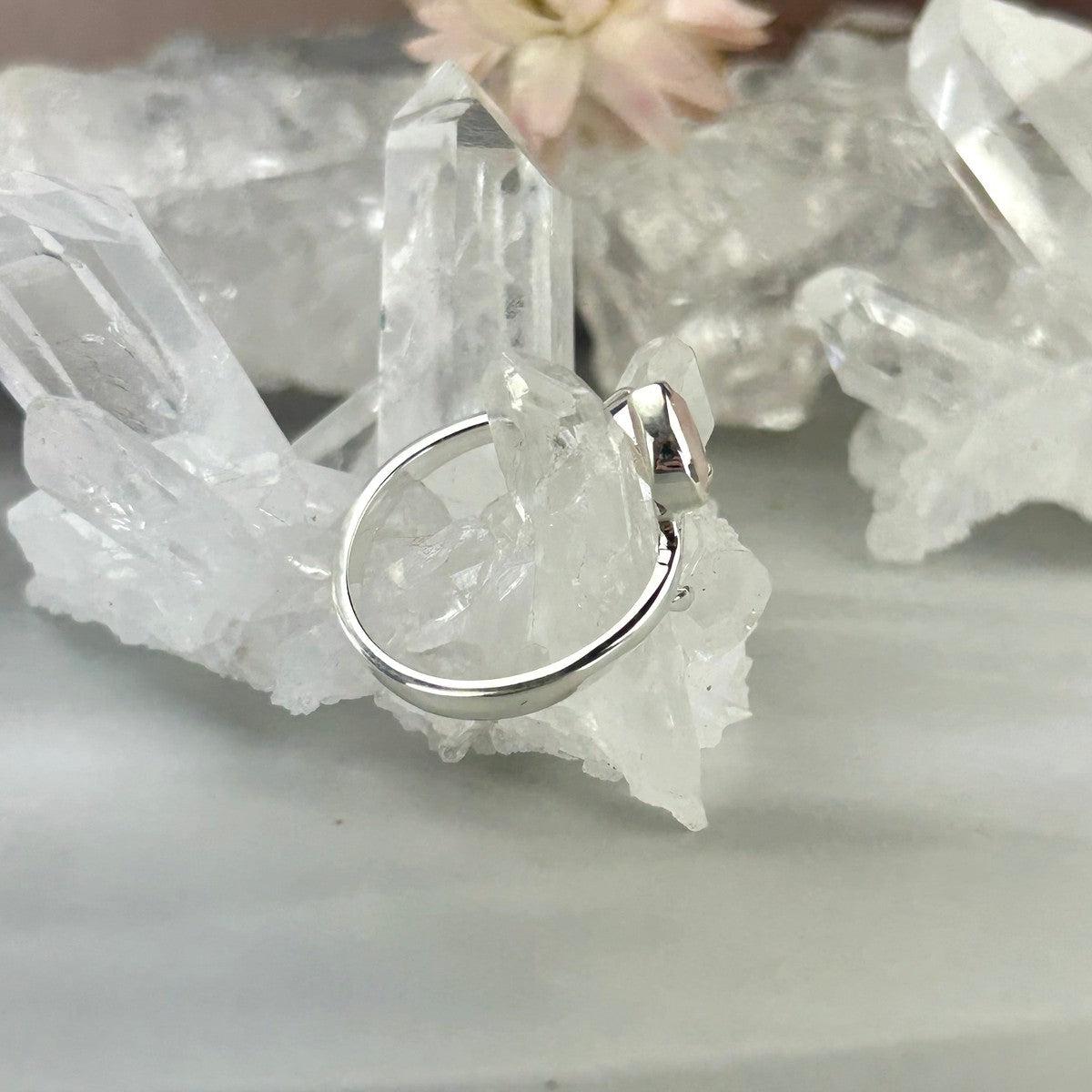 Pink Crystal Leaf Ring