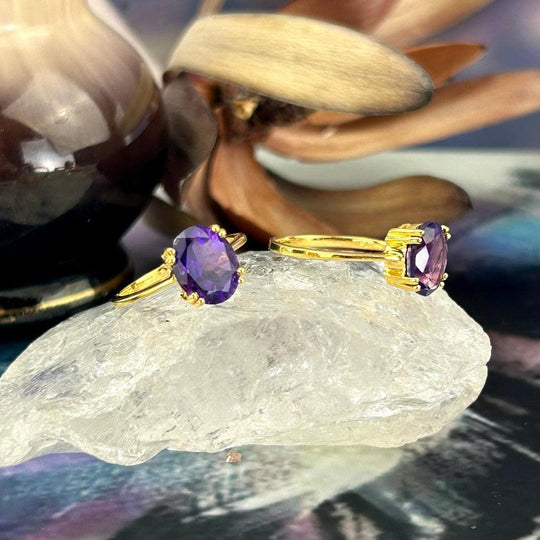 Amethyst Oval Cut Gold Ring