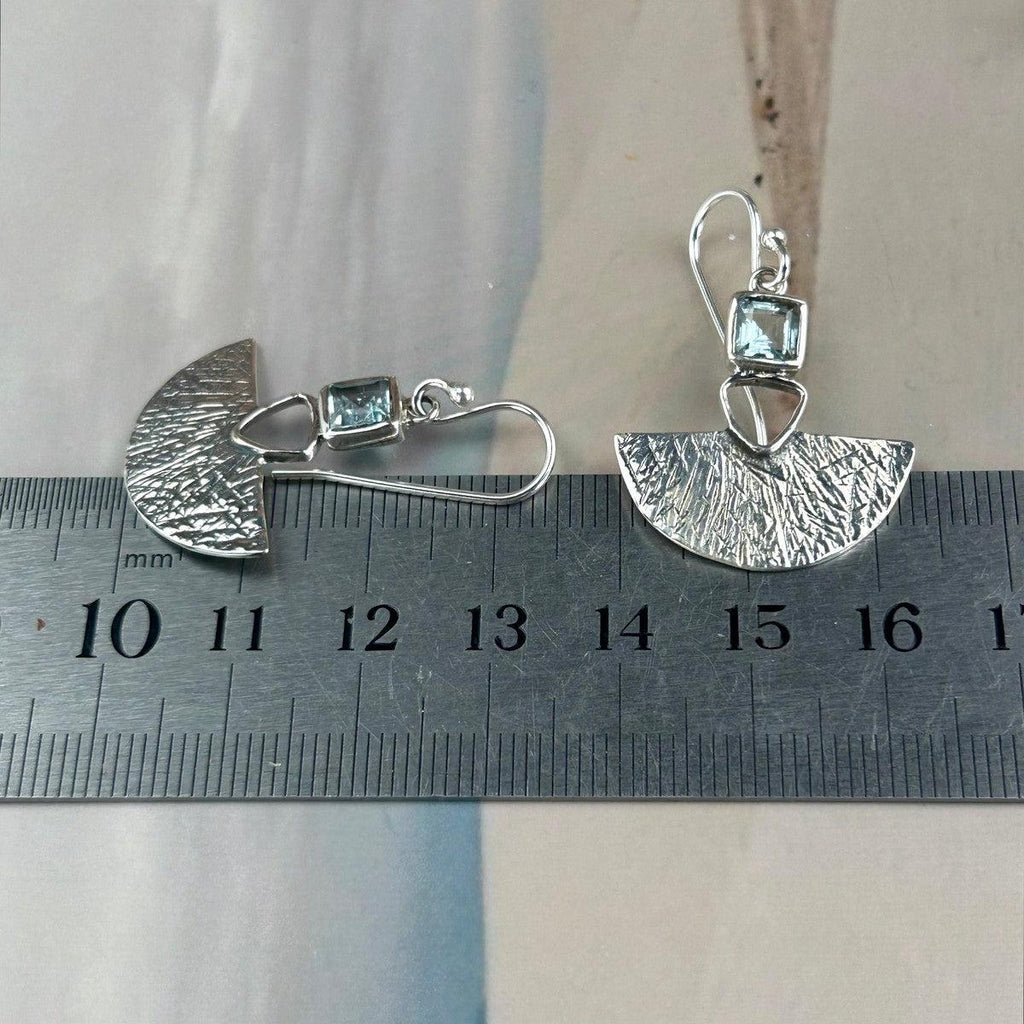 Etched Silver Blue Topaz Earrings