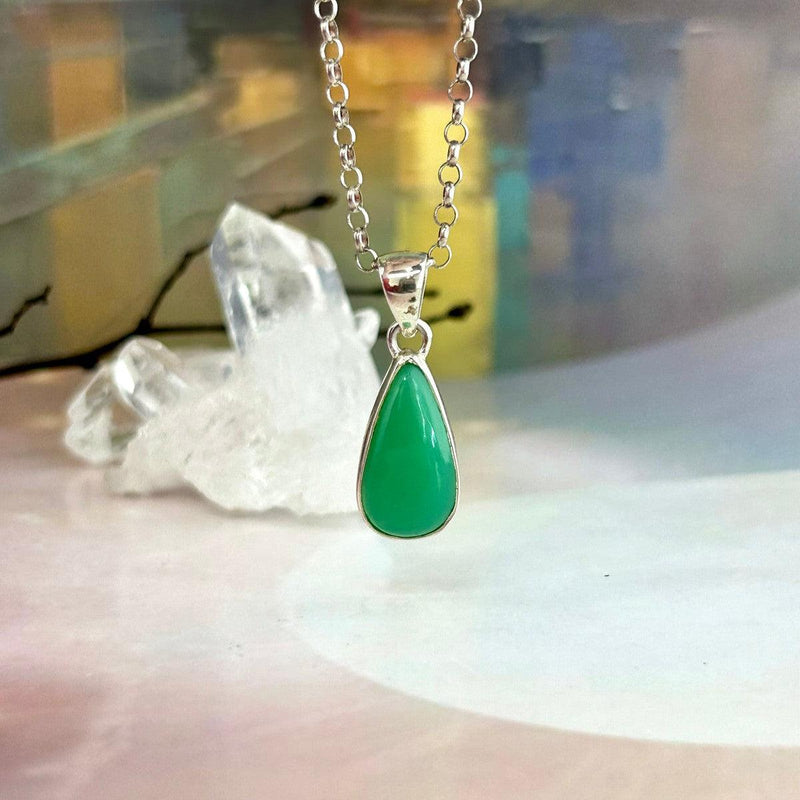 Chrysoprase Elongated Teardrop Pendant