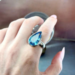 Pear Cut Blue Topaz Ring