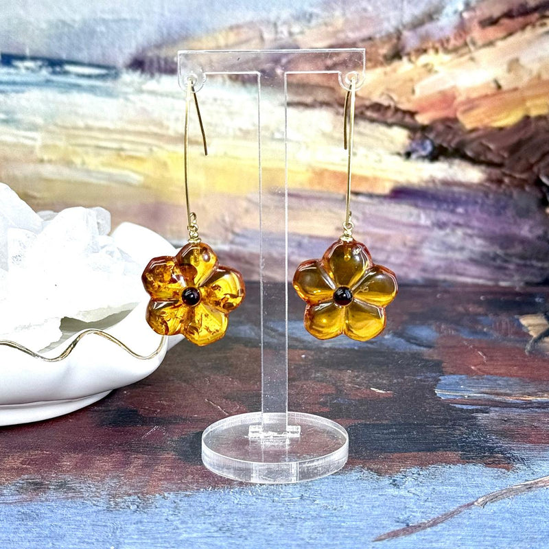 Baltic Amber Gold Drop Earrings