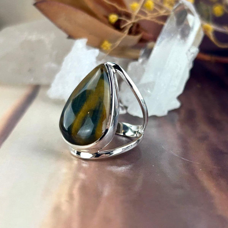 Teardrop Tiger's Eye Ring