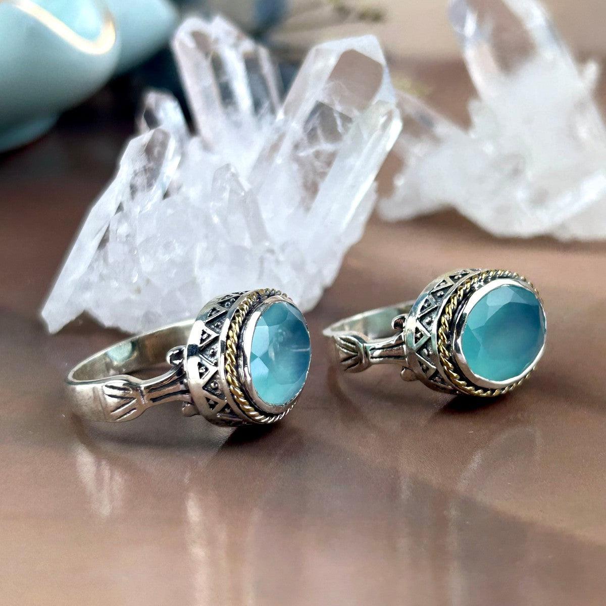 Chalcedony Gold And Silver Ring