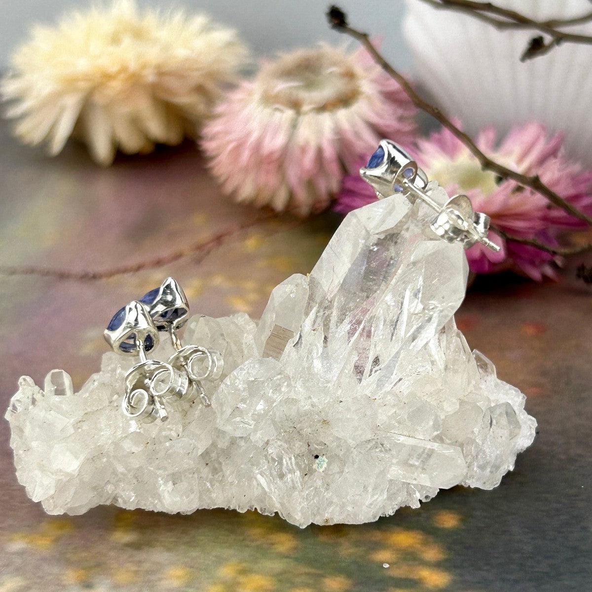Gemstone Silver Stud Earrings