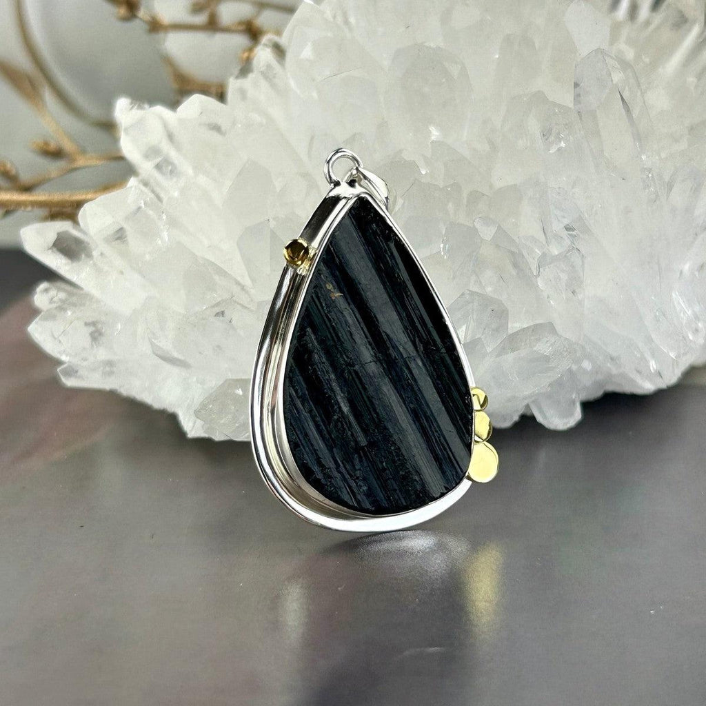 Black Tourmaline Raw Assorted Shape Pendants