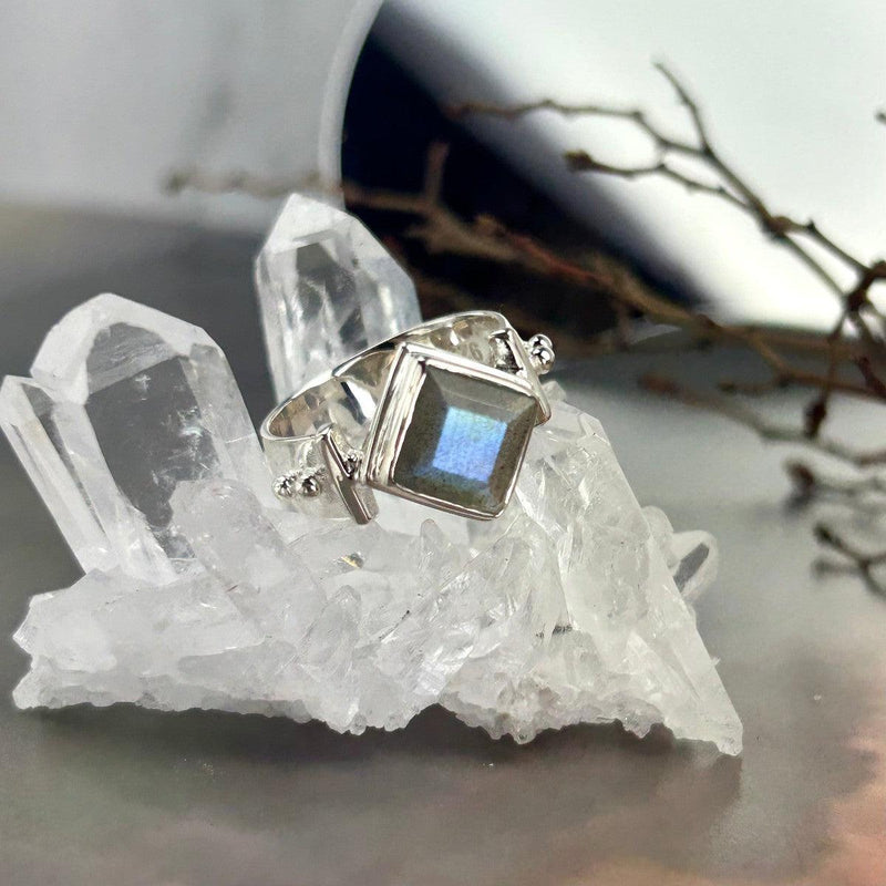 Labradorite Diamond Cut Ring