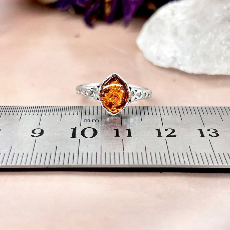 Baltic Cognac Amber Lattice Ring