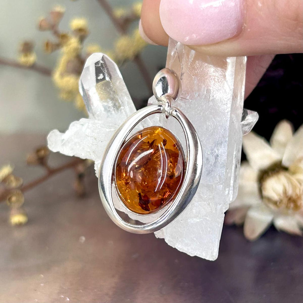 Women's Silver Amber Pendant