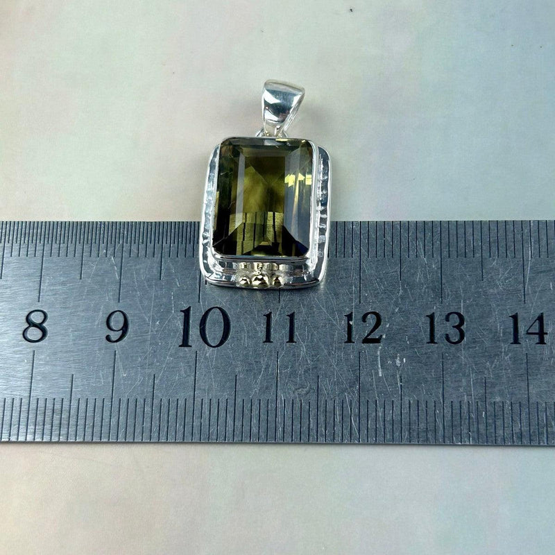 Smokey Lemon Quartz with Phantom Inclusions Rectangle Ornate Pendants